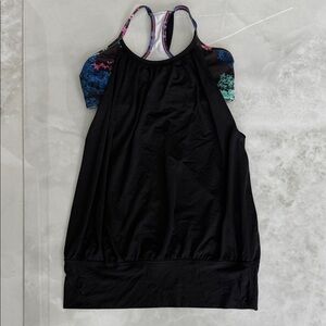 Lululemon Black Tank with Floral Straps